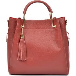 Shopper bag damskie: Skórzana torebka w kolorze czerwonym – (S)31 x (W)38 x (G)10 cm