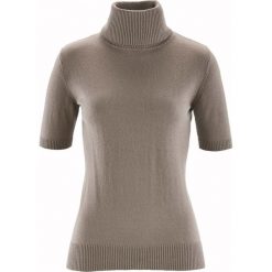 Golfy damskie: Sweter z golfem, z domieszką jedwabiu bonprix brunatny