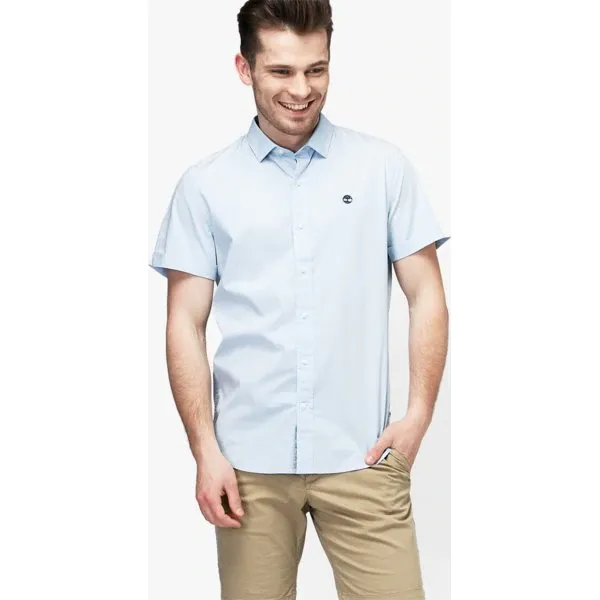 Timberland Koszula Ss Eastham River Stretch Poplin Shirt Sli , niebieski, rozmiar XXL. Niebieskie koszule męskie Timberland, na lato, xxl, bez wzorów, z elastanu, bez kołnierzyka, z krótkim rękawem. W wyprzedaży za 199,99 zł.