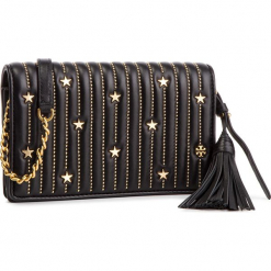 Torebka TORY BURCH - Star Stud Flat Wallet Cross-Body 51180 Black 001. Czarne torebki klasyczne damskie Tory Burch, bez wzorów, ze skóry, eleganckie, bez dodatków. W wyprzedaży za 869,00 zł.