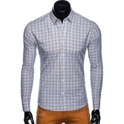 KOSZULA MĘSKA W KRATĘ Z DŁUGIM RĘKAWEM K447 - SZARA. Szare koszule męskie marki Ombre Clothing, s, z bawełny, z długim rękawem. Za 59,00 zł.