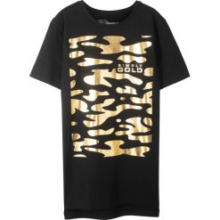 Długi t-shirt Slim Fit bonprix czarny z nadrukiem. Czarne koszule chłopięce bonprix, z nadrukiem, bez kołnierzyka, z długim rękawem, długie. Za 34,99 zł.
