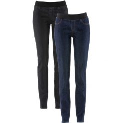 Wygodne jegginsy (2 pary) bonprix ciemnoniebieski-czarny. Czarne jeansy damskie bonprix. Za 109,98 zł.