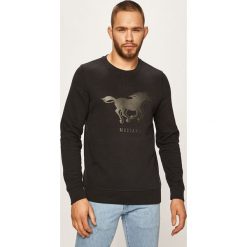 Mustang - Bluza. Czarne bluzy męskie Mustang, xxl, z aplikacjami, z bawełny, z okrągłym kołnierzem. W wyprzedaży za 139,90 zł.