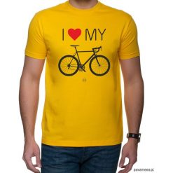 Koszulka T-SHIRT Love Bike. Pomarańczowe t-shirty męskie z nadrukiem Pakamera, m. Za 75,00 zł.