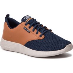 Sneakersy SKECHERS - Trahan 52398/NVBR Navy/Brown. Pomarańczowe sneakersy męskie Skechers, na co dzień, bez wzorów, ze skóry, klasyczne, bez zapięcia. Za 299,99 zł.