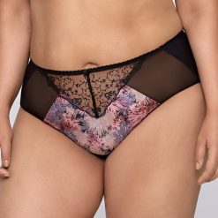 Figi klasyczne Symphony. Brązowe majtki damskie marki Gaia, z haftami, z bawełny. Za 43,99 zł.