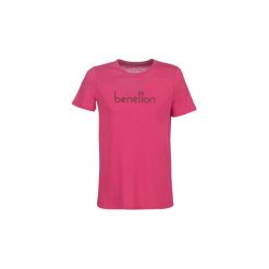 T-shirty z krótkim rękawem Benetton PALIFOU. Różowe t-shirty damskie Benetton, s, bez wzorów, bez kołnierzyka. Za 89,00 zł.