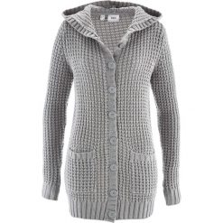 Kardigany damskie: Sweter rozpinany z kapturem bonprix jasnoszary melanż
