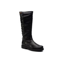 LASOCKI SM-RIKA-02. Czarne kozaki damskie Lasocki, ze skóry, bez obcasa, bez zapięcia. Za 379,99 zł.