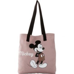 Torba materiałowa "Myszka Miki" bonprix stary jasnoróżowy. Różowe torebki klasyczne damskie bonprix, w paski, z tkaniny, retro, na ramię, bez dodatków. Za 54,99 zł.