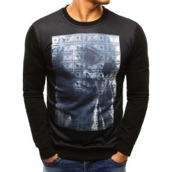 Bluzy męskie: Bluza męska z nadrukiem czarna (bx3388)