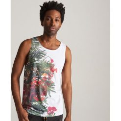 Tank top z nadrukiem - Biały. Białe t-shirty męskie Reserved, s, z nadrukiem, bez kołnierzyka. Za 49,99 zł.