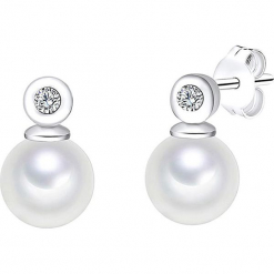Srebrne kolczyki wkrętki z perłami słodkowodnymi i cyrkoniami. Białe kolczyki damskie Pearls Special, z cyrkonią, srebrne. W wyprzedaży za 181,95 zł.