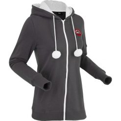 Bluza rozpinana z kapturem na podszewce z miękkiego polaru, długi rękaw bonprix szary. Szare bluzy damskie bonprix, bez wzorów, z polaru, z długim rękawem, długie, z kapturem. Za 49,99 zł.