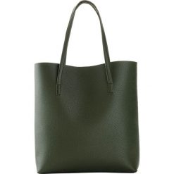 Torba shopper bonprix ciemnooliwkowy. Zielone torby damskie na zakupy bonprix, w paski, ze skóry, na ramię, bez dodatków. Za 89,99 zł.