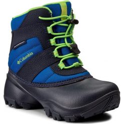 Śniegowce COLUMBIA - Childrens Rope Tow II Waterproof BC1322 Blue Magic/Green Mamba 426. Niebieskie kozaki dziewczęce marki Columbia. W wyprzedaży za 209,00 zł.