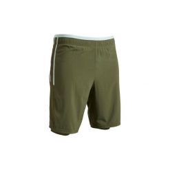Spodenki 3 w 1 do piłki nożnej F540 khaki dostępne tylko w ofercie internetowej. Brązowe spodenki i szorty męskie KIPSTA, xl, z elastanu. Za 69,99 zł.
