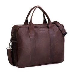 Skórzana torba Elegancja i nowoczesność Ciemny brąz. Czerwone torby na laptopa marki Brødrene, w paski, ze skóry. Za 350,00 zł.
