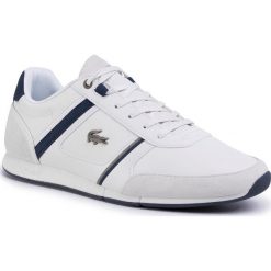 Sneakersy LACOSTE - Menerva 120 1 Cma 7-39CMA0007WN1 Wht/Nvy. Białe sneakersy męskie Lacoste, na co dzień, bez wzorów, z zamszu, klasyczne, bez zapięcia. W wyprzedaży za 419,00 zł.