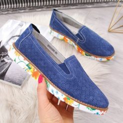 Półbuty damskie skórzane slip on granatowe Dr.Ridel - granatowy. Niebieskie półbuty damskie Dr.Ridel, bez wzorów, bez obcasa, bez zapięcia. Za 129,99 zł.