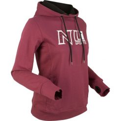 Bluza bawełniana z kapturem i nadrukiem, długi rękaw bonprix czerwony rododendron. Fioletowe bluzy damskie bonprix, z nadrukiem, z bawełny, z długim rękawem, długie, z kapturem. Za 37,99 zł.