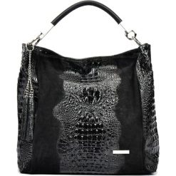 Shopper bag damskie: Skórzana torebka w kolorze czarnym – (S)35 x (W)50 x (G)14 cm