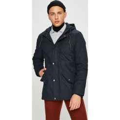 Review - Kurtka. Niebieskie płaszcze męskie Review, xxl, bez wzorów, z bawełny, długie, z kapturem. W wyprzedaży za 99,90 zł.