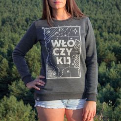 Bluza damska bez kaptura WŁÓCZYKIJ grafitowa. Szare bluzy damskie Pakamera, bez wzorów, bez rękawów, bez kaptura. Za 159,00 zł.