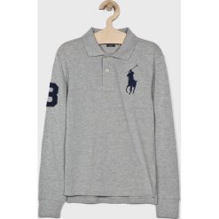 Polo Ralph Lauren - Longsleeve dziecięcy 134-176 cm. Szare t-shirty chłopięce Polo Ralph Lauren, z aplikacjami, z bawełny, z długim rękawem. W wyprzedaży za 219,90 zł.