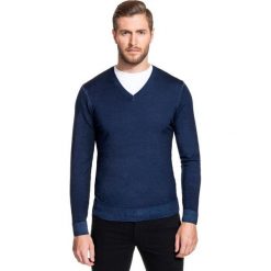Sweter MARTINO SWGS000093. Niebieskie swetry męskie Giacomo Conti, na lato, m, bez wzorów, z wełny, klasyczne, z klasycznym kołnierzykiem, bez kaptura. Za 229,00 zł.