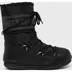 Moon Boot - Śniegowce. Czarne śniegowce damskie Moon Boot, z materiału, na sznurówki. W wyprzedaży za 399,90 zł.