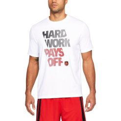 Koszulki sportowe męskie: Under Armour Koszulka męska UA BBall Hard Work SS biała r. L (1305713-100)