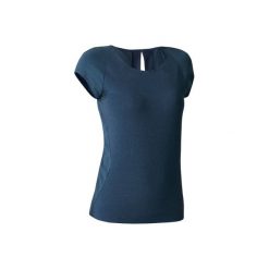 Koszulka krótki rękaw Gym & Pilates 900 damska. Niebieskie bluzki sportowe damskie marki DOMYOS, l, z bawełny. W wyprzedaży za 59,99 zł.