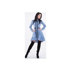 Sukienka Adrien. Niebieskie sukienki damskie koktajlowe marki Lulu fashion & style poland, w koronkowe wzory, z koronki, z długim rękawem, długie, mini. Za 429,00 zł.