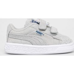 Puma - Buty. Szare trampki chłopięce Puma, bez wzorów, ze skóry, sportowe, z okrągłym noskiem, bez zapięcia. W wyprzedaży za 179,90 zł.