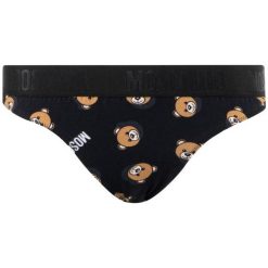 Figi klasyczne Moschino Underwear & Swim 4729 9005. Czarne figi damskie Moschino Underwear & Swim, bez wzorów, z elastanu. Za 219,00 zł.