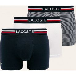Lacoste - Bokserki (3-pack). Niebieskie bokserki męskie Lacoste, s, z nadrukiem, z elastanu. W wyprzedaży za 129,90 zł.