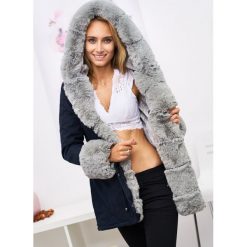 PREMIUM FURS ZIMOWA PARKA FRAK FUTRO KOLOR CZARNY GRANAT XS. Czarne kurtki damskie LIGARI, na zimę, xs, w paski, z bawełny, bez kaptura. Za 349,00 zł.