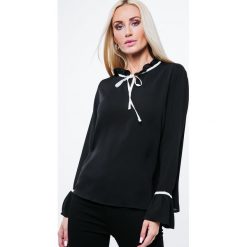 Bluzka ze stójką czarna MP28450. Czarne bluzki damskie Fasardi, l, ze stójką. Za 39,00 zł.