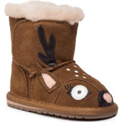 Buty EMU AUSTRALIA - Deer Walker B12077 Chestnut. Pomarańczowe kozaki dziewczęce EMU Australia, z aplikacjami, z wełny, bez obcasa. W wyprzedaży za 169,00 zł.