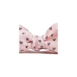 Mucha wiązana CZARNE SERCA. Różowe muszki męskie marki HisOutfit, bez wzorów, z materiału, wizytowe. Za 89,00 zł.