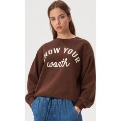 Bluza z hasłem - Brązowy. Pomarańczowe bluzy damskie Sinsay, s. W wyprzedaży za 14,99 zł.