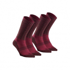Skarpety turystyczne SH500 ultra-warm mid. Różowe skarpetki męskie QUECHUA, z elastanu. Za 49,99 zł.