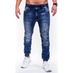 Spodnie męskie jeansowe joggery P470 - jeansowe. Szare spodnie męskie Ombre Clothing, m, bez wzorów, z bawełny. Za 79,00 zł.