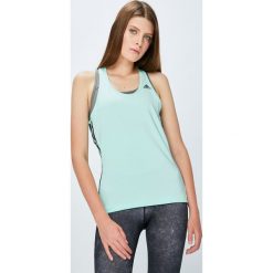 Adidas Performance - Top Tank 3S. Zielone topy damskie marki adidas Performance, s, z elastanu, z okrągłym kołnierzem. W wyprzedaży za 99,90 zł.
