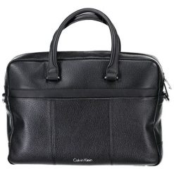 Torba w kolorze czarnym na laptopa - (S)38 x (W)28 x (G)8 cm. Czarne torby męskie skórzane Calvin Klein, w paski, ze skóry. W wyprzedaży za 959,95 zł.