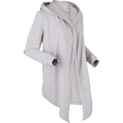 Bluza rozpinana, długi rękaw bonprix matowy srebrny. Szare bluzy damskie bonprix, bez wzorów, z długim rękawem, długie, z kapturem. Za 89,99 zł.