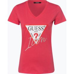 Guess Jeans - T-shirt damski, czerwony. Czerwone t-shirty damskie marki Guess Jeans, s, z nadrukiem, z jeansu, bez kołnierzyka. Za 159,95 zł.