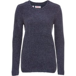 Sweter z szenili bonprix niebieski melanż. Niebieskie swetry klasyczne damskie bonprix. Za 74,99 zł.